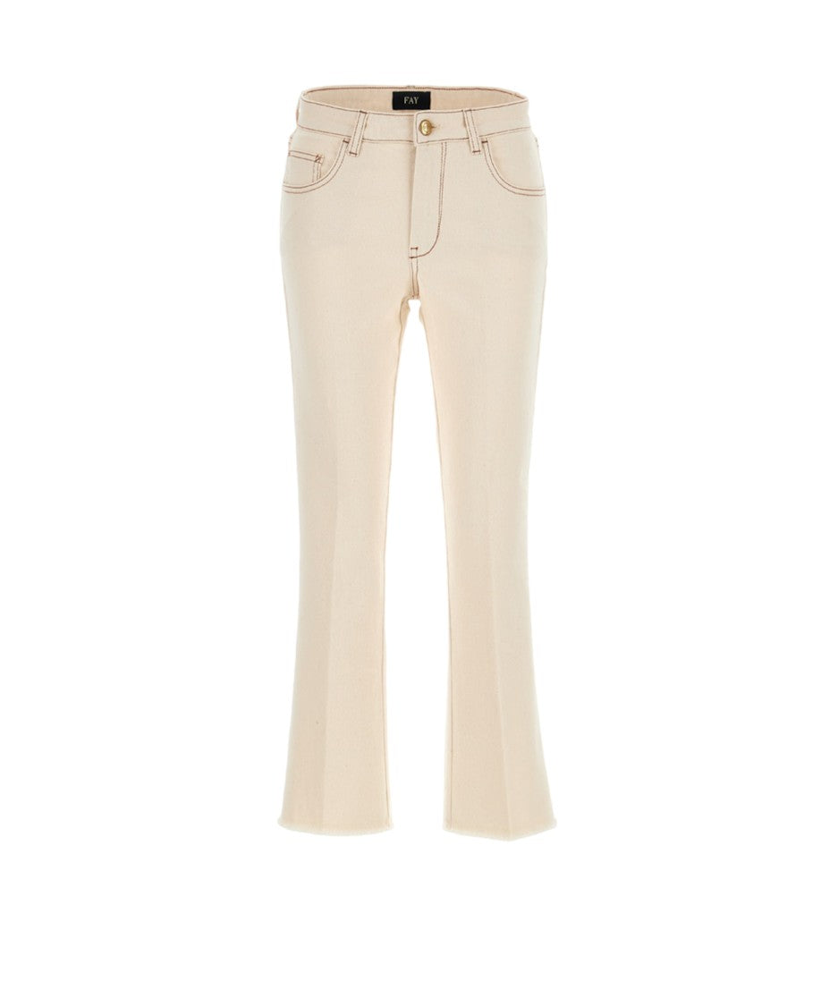 Fay Skinny Five-Pocket Jeans With Frayed Hem