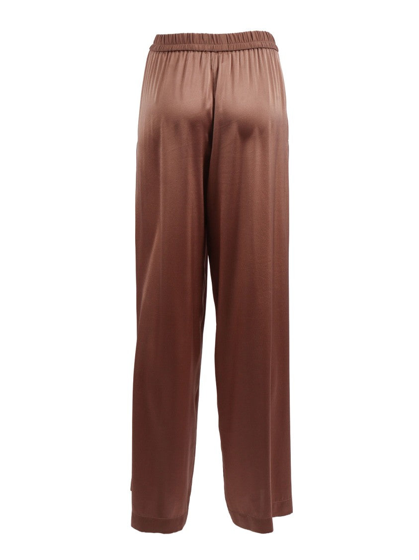 Forte Forte Loose Fit Stretch Silk Satin Straight-Leg Pants