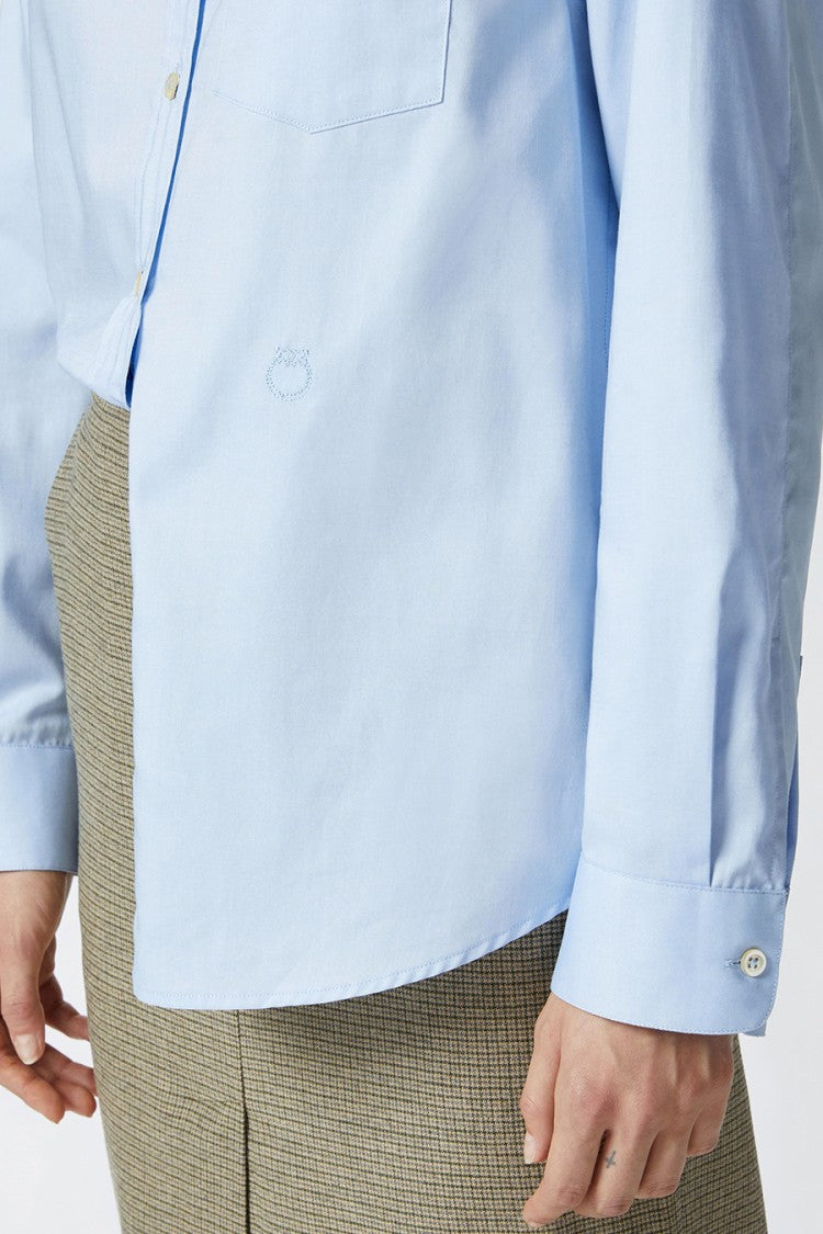 Pinko Blue Cotton Patch-Pocket Shirt