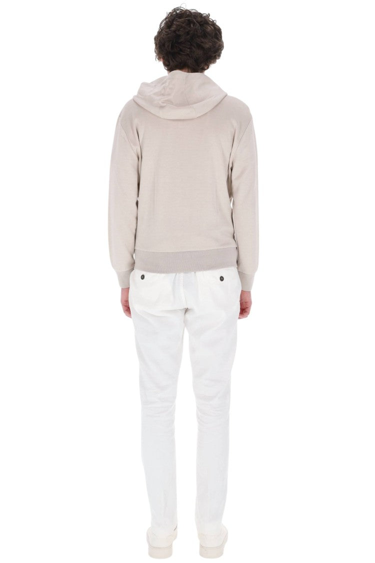 Eleventy Silk-Cotton Drawstring Hooded Sweatshirt