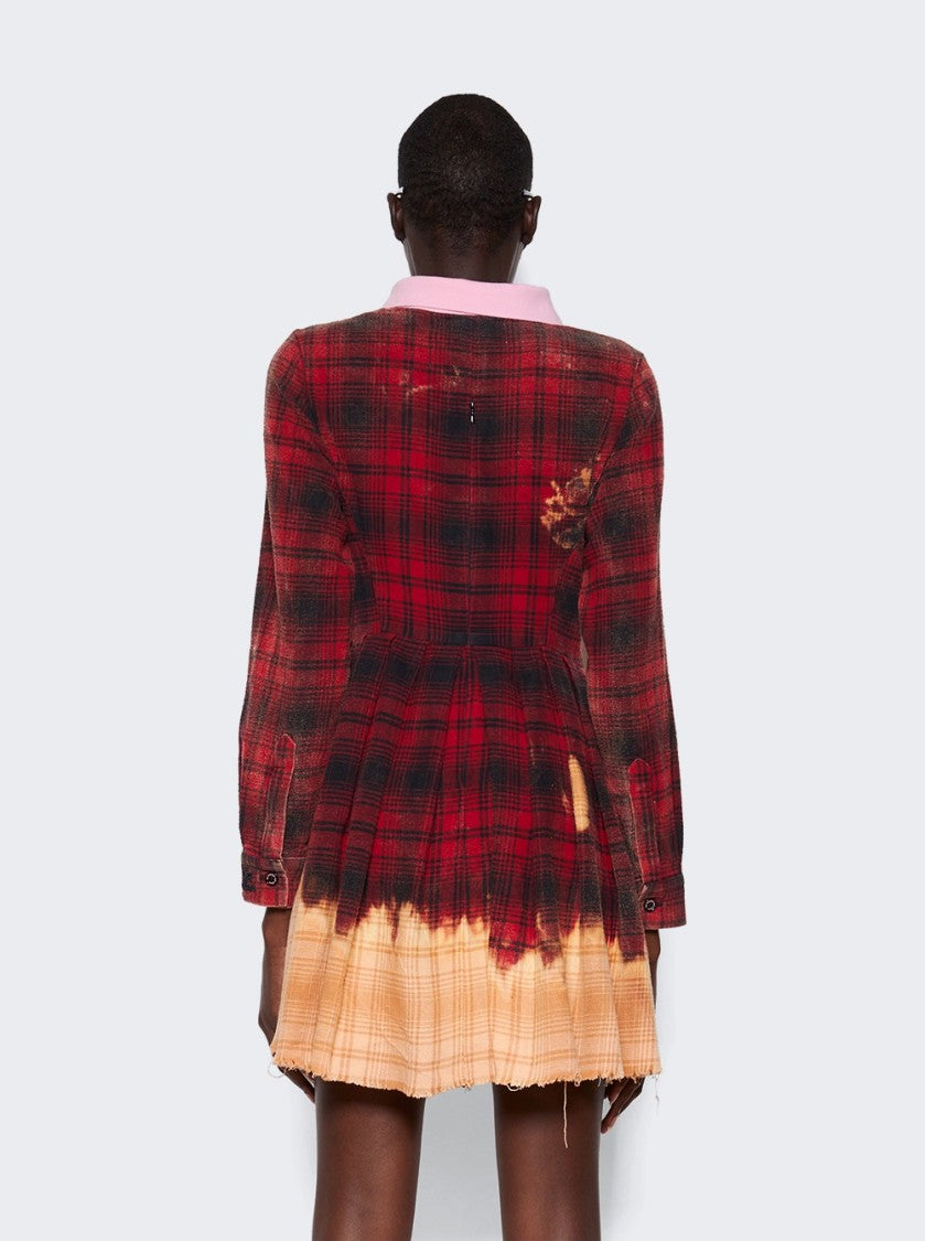 Natasha Zinko Distressed Check Long Sleeve Dress