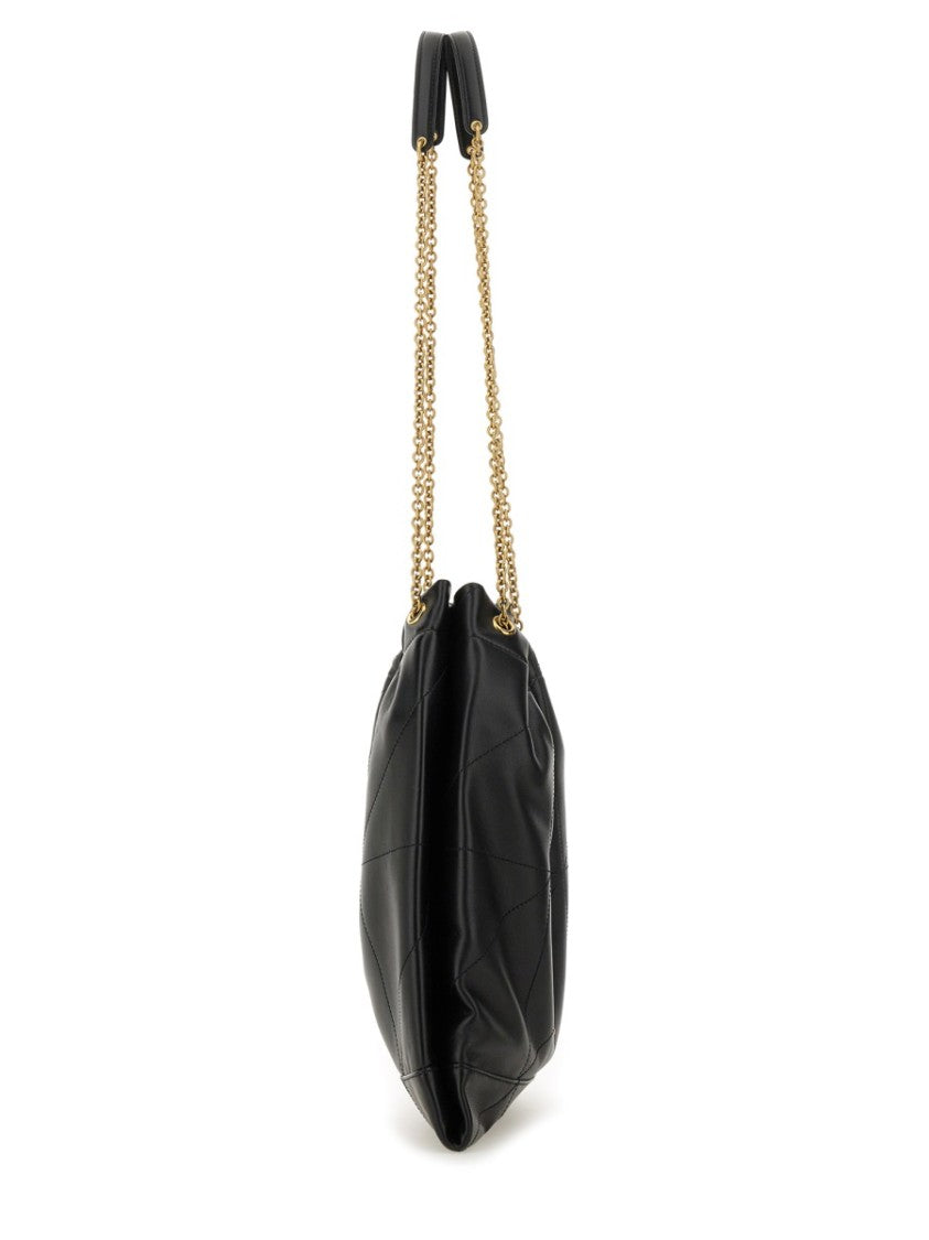 Saint Laurent Quilted Lambskin Drawstring Shoulder Bag With Chain Straps