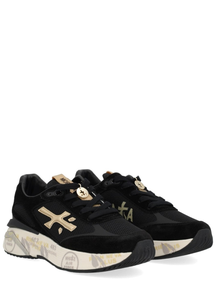Premiata Black Mesh And Suede Sneakers