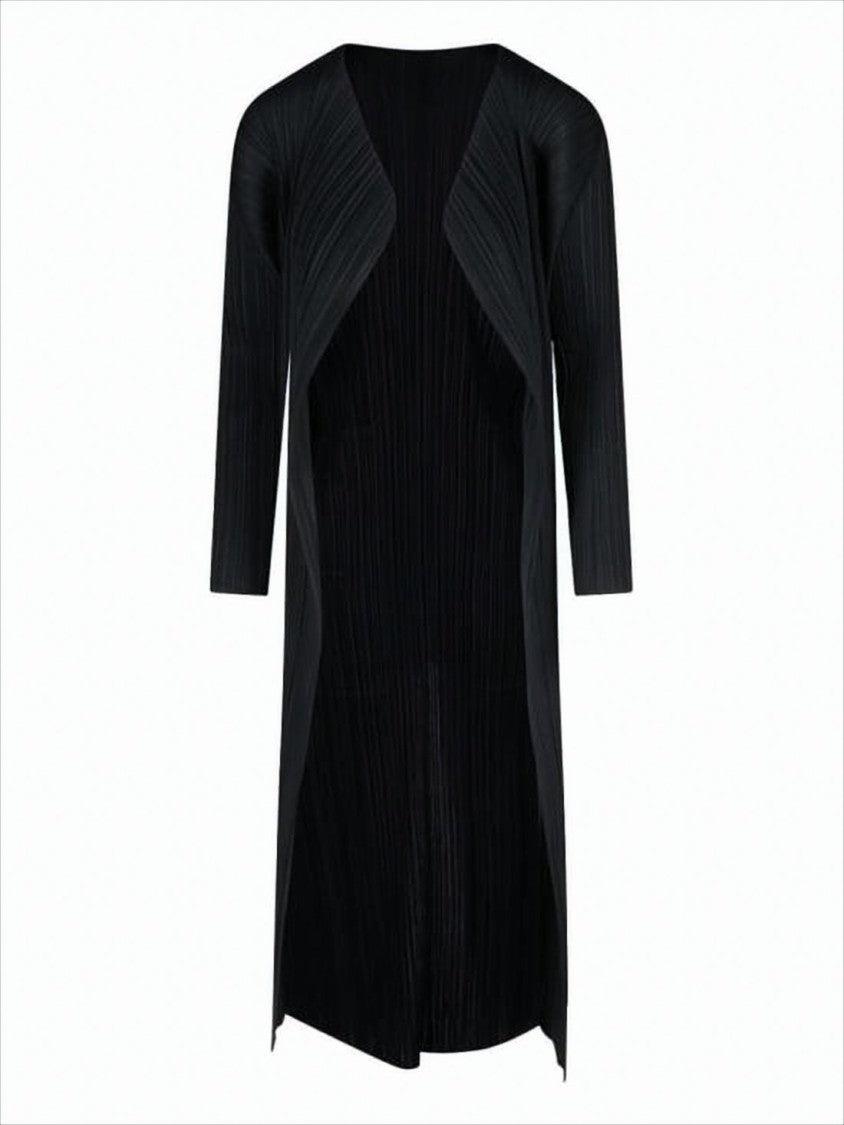 Pleats Please Open-Front Pleated Cardigan With Three-Quarter Sleeves