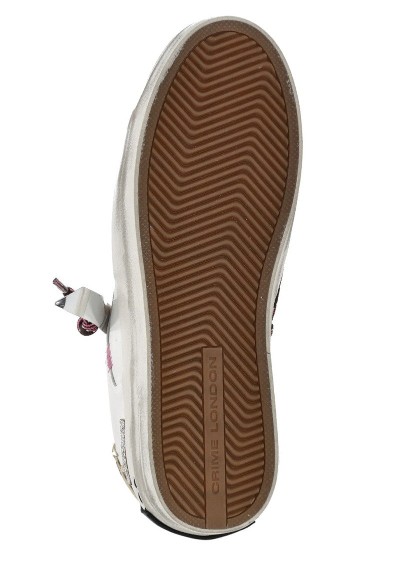 Crime London White Sk8 Deluxe Animal Print Suede Leather Sneakers