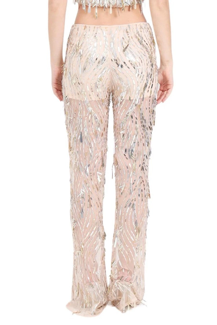 Simona Corsellini Polyamide Trousers - Silver/Beige