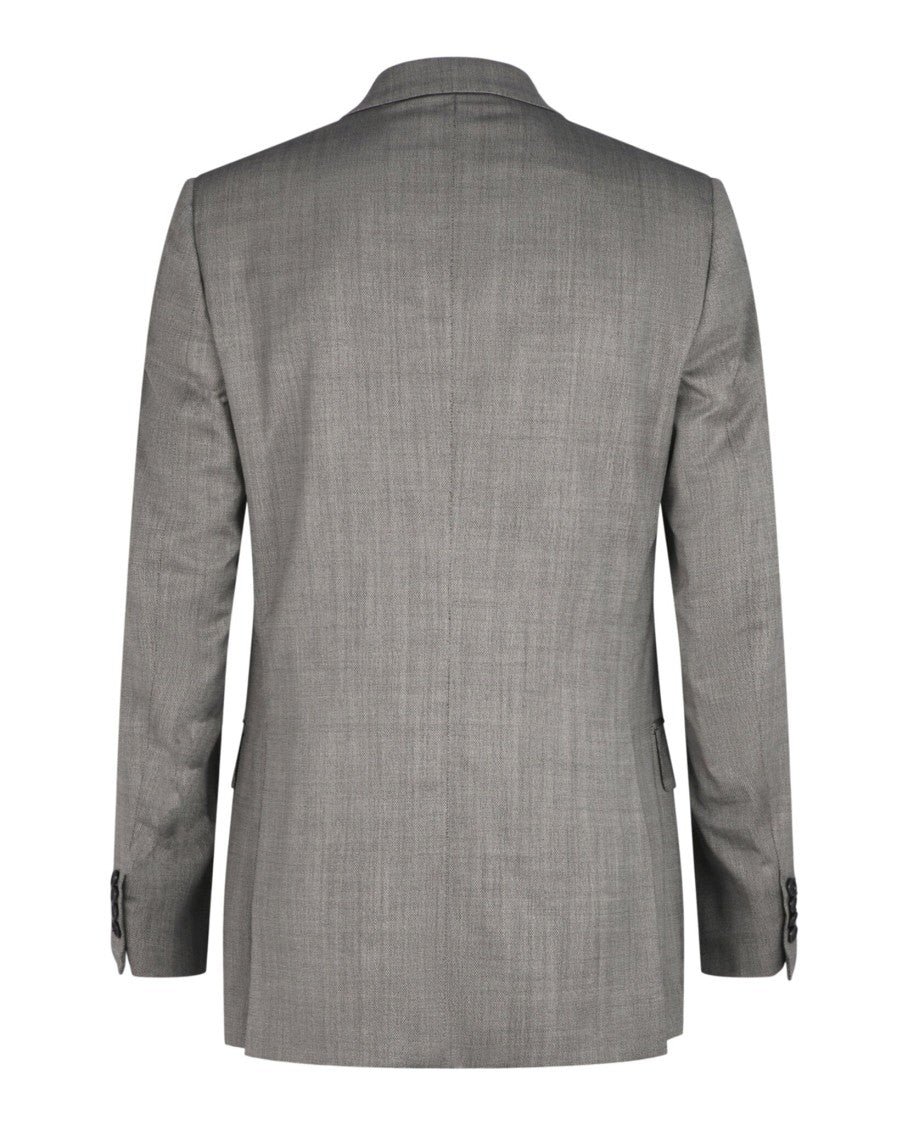 Brioni Grey Single-Breasted Blazer With Notched Lapel And Textured Finish