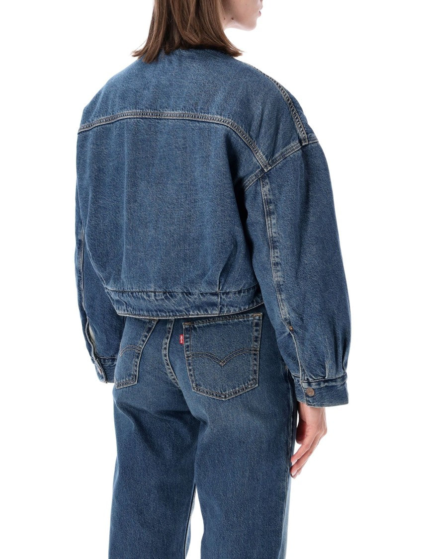 Levi's Cropped Denim Jacket With Collarless Neckline
