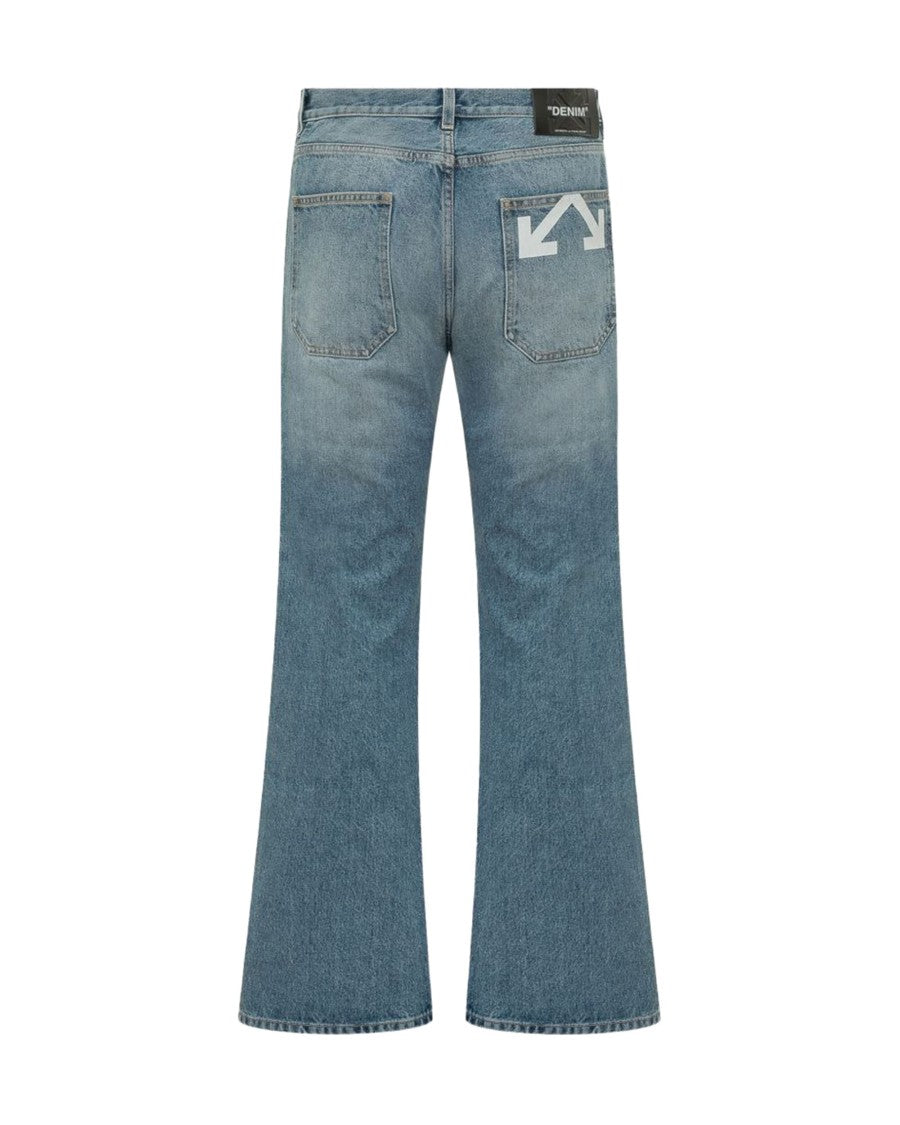 Off-White Half Arrow Slim Fit Jeans In Medium Blue Denim