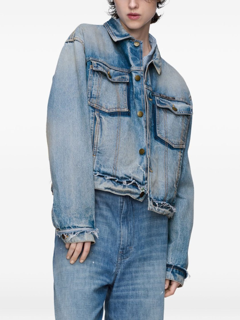 Maison Margiela Cropped Denim Jacket With Faded Wash