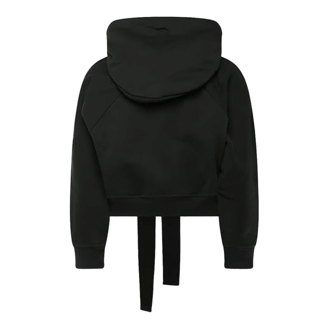 Patou Cropped Black Hoodie With Extended Drawstrings