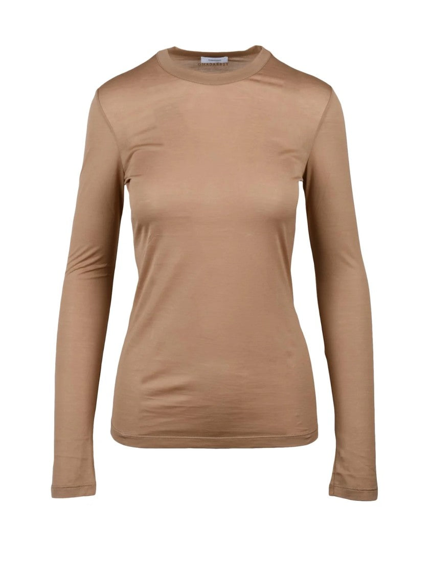 Ferragamo Beige Cotton T-Shirt