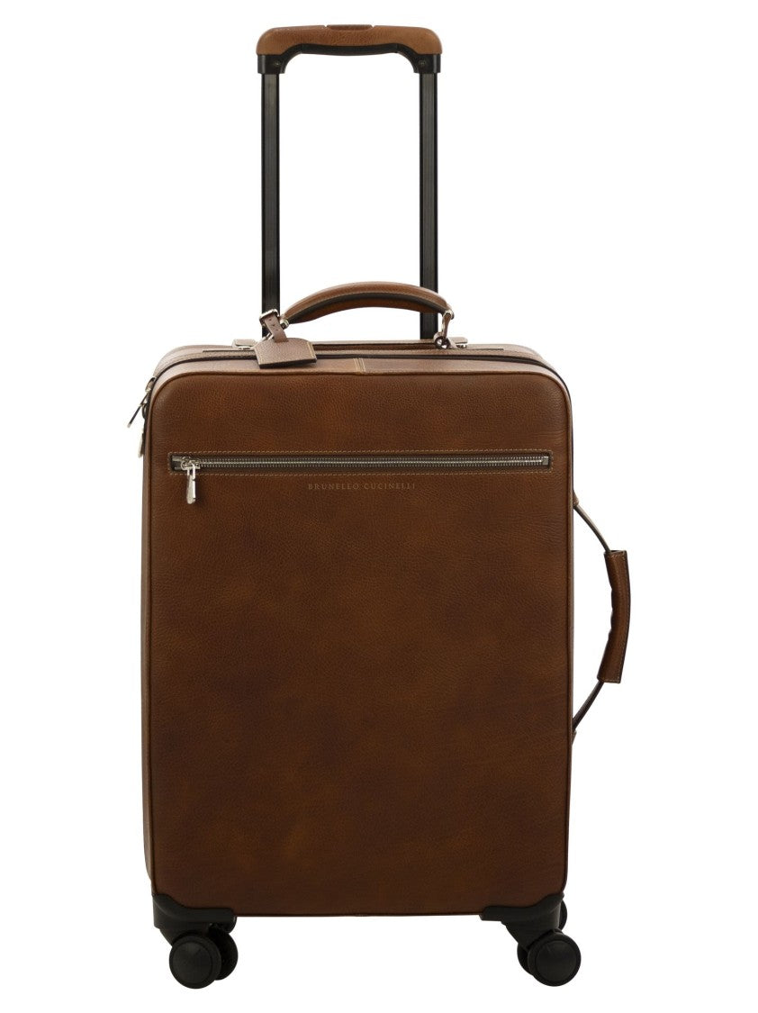 Brunello Cucinelli Grained Calfskin Trolley With Functional Pockets