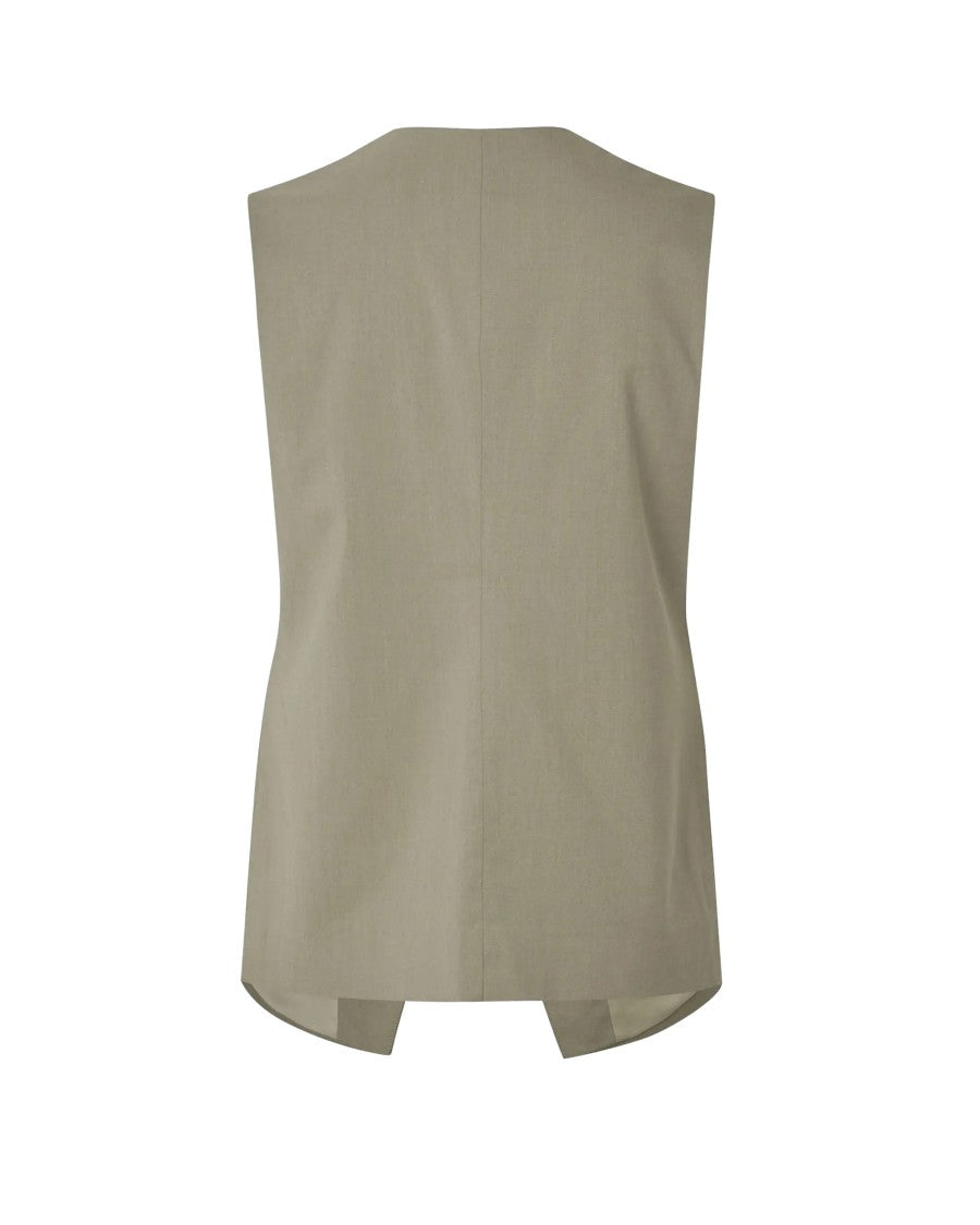 Samsøe Samsøe Melange Gilet With V-Neckline And Button Closure