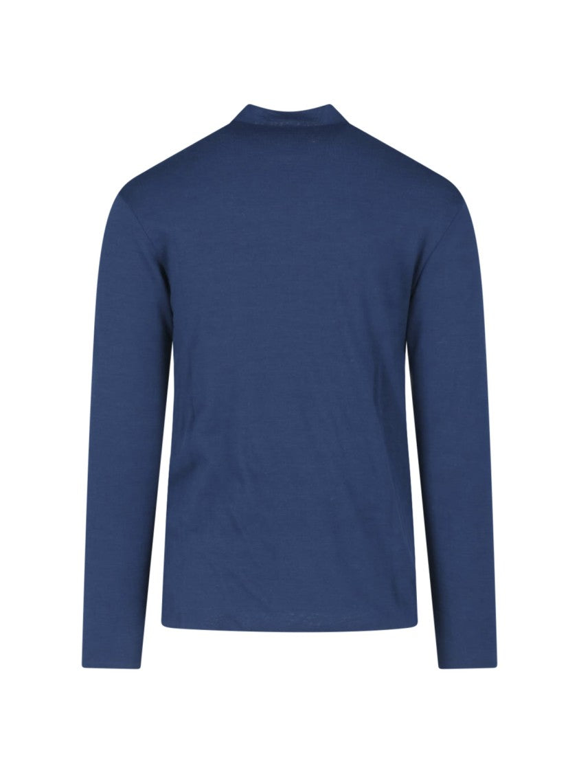 Jil Sander Blue Stand-Collar Wool-Blend Sweater