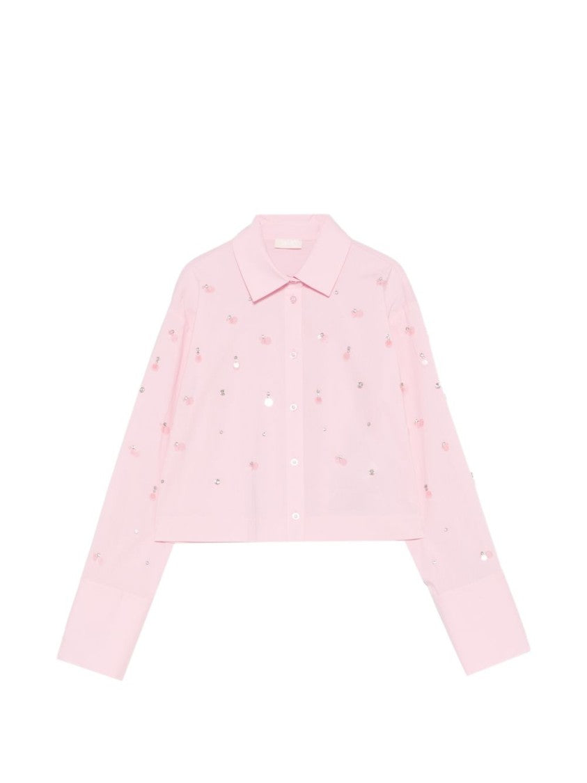 Liu Jo Light Pink Embellished Long-Sleeve Shirt