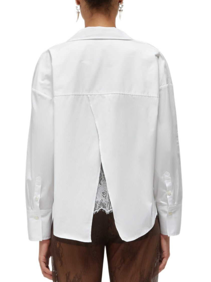 Blugirl Cotton Poplin Shirt With Lace Detail And Buttoned Cuffs