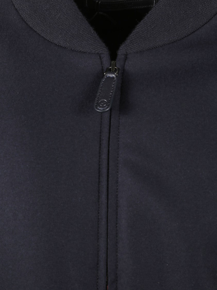 Giorgio Armani Zipped Minimalist Jacket With Ribbed Details