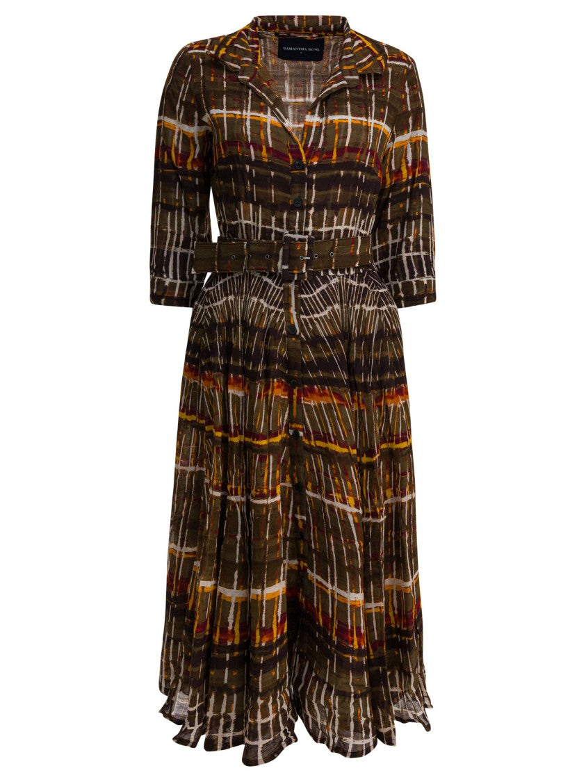 Samantha Sung Mid-Length Wool Dress With Button-Down Front