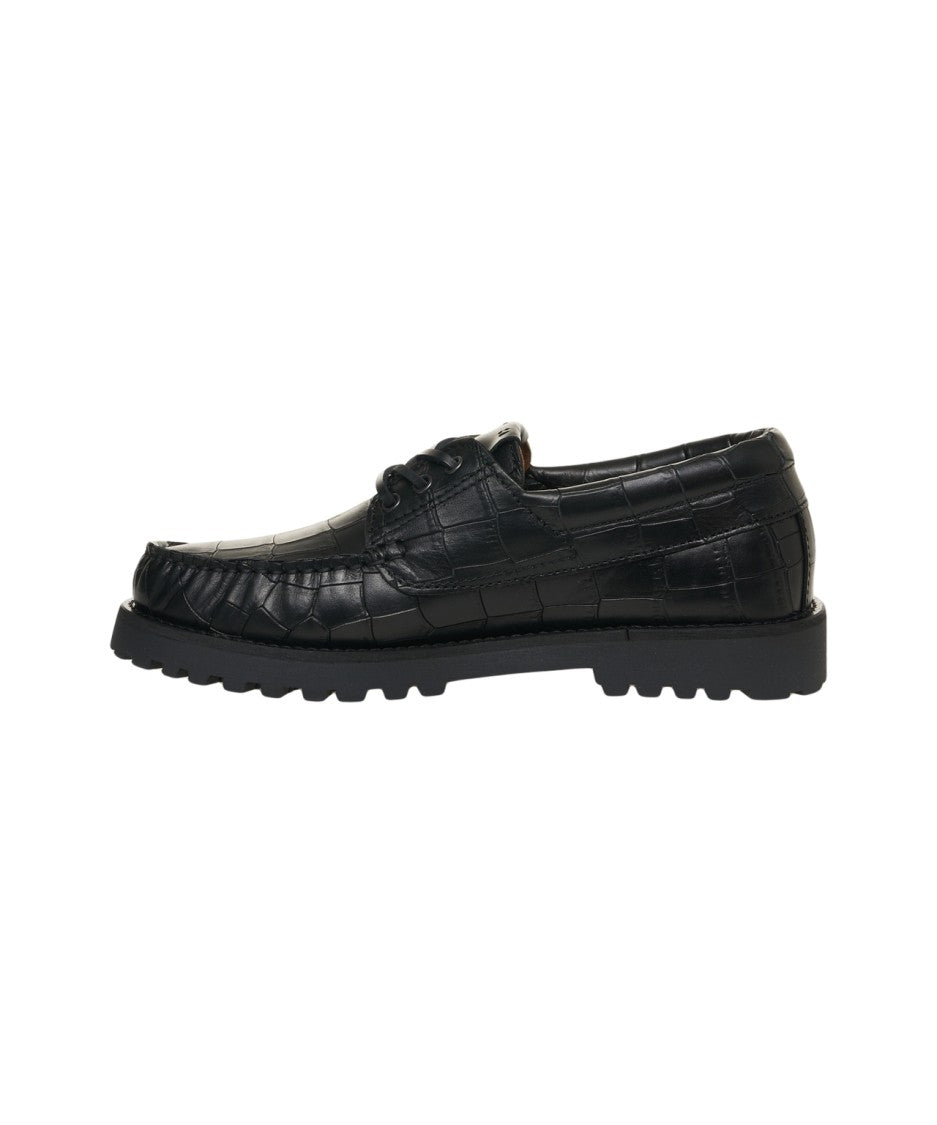 Copenaghen Crocodile Effect Lace-Up Shoes
