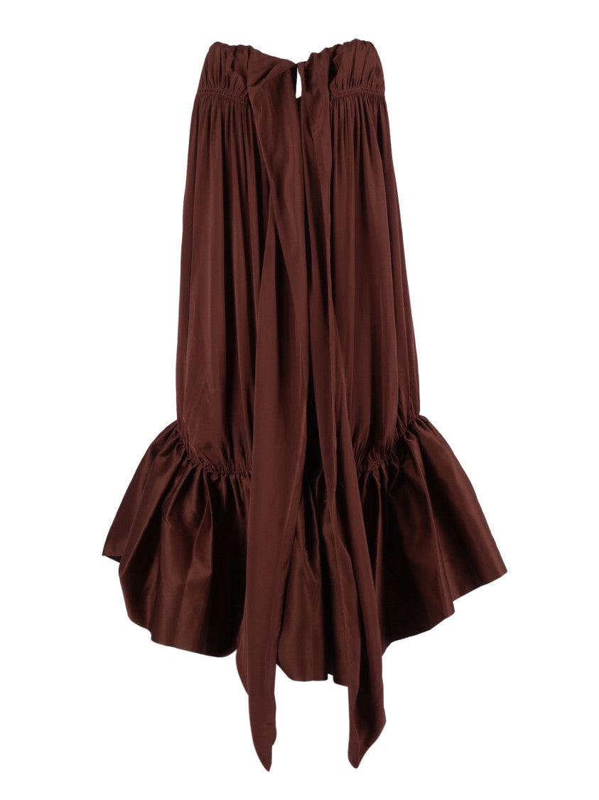 Rotate Potting Soil Gathered Mini Dress
