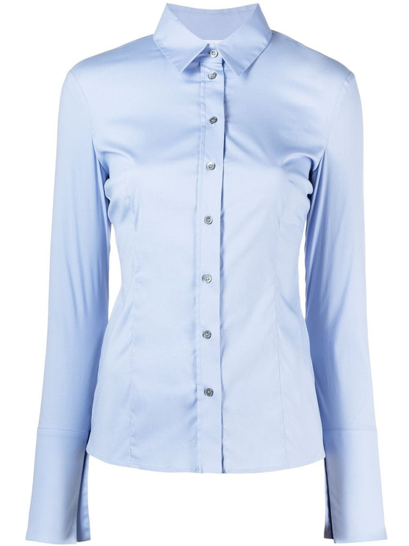Patrizia Pepe Tailored Blue Shirt With Pointed Collar