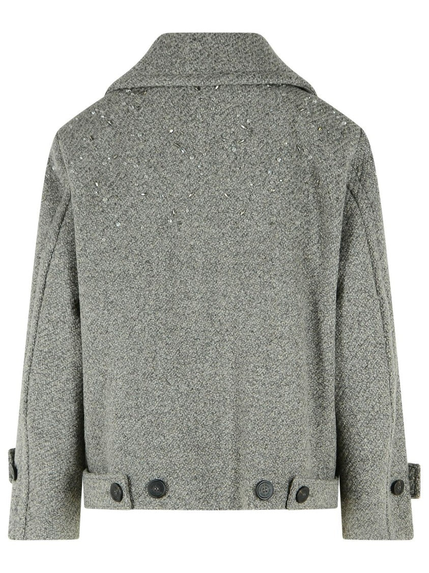 Golden Goose Grey Virgin Wool Short Trench Coat