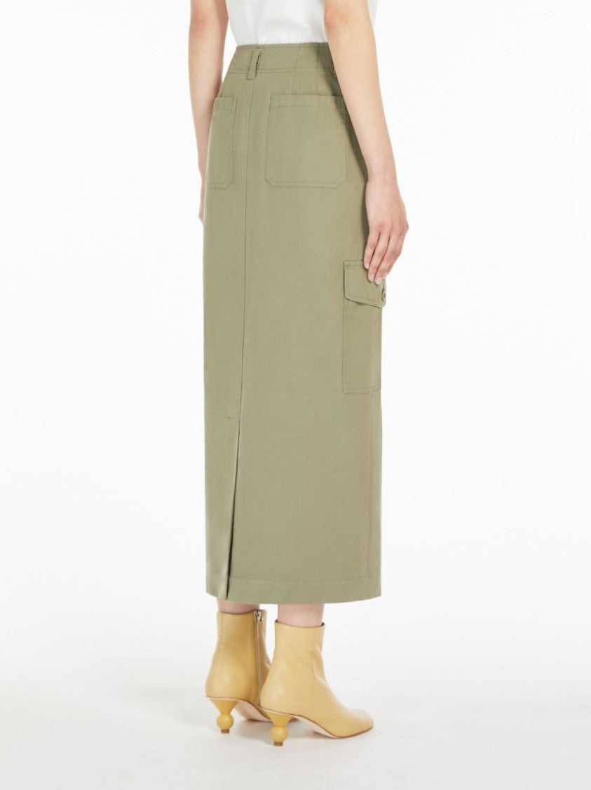 Max Mara Canvas Midi Skirt With Cargo Pockets