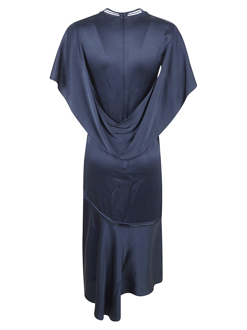 Fabiana Filippi Silk-Effect Midi Dress With Asymmetrical Hem