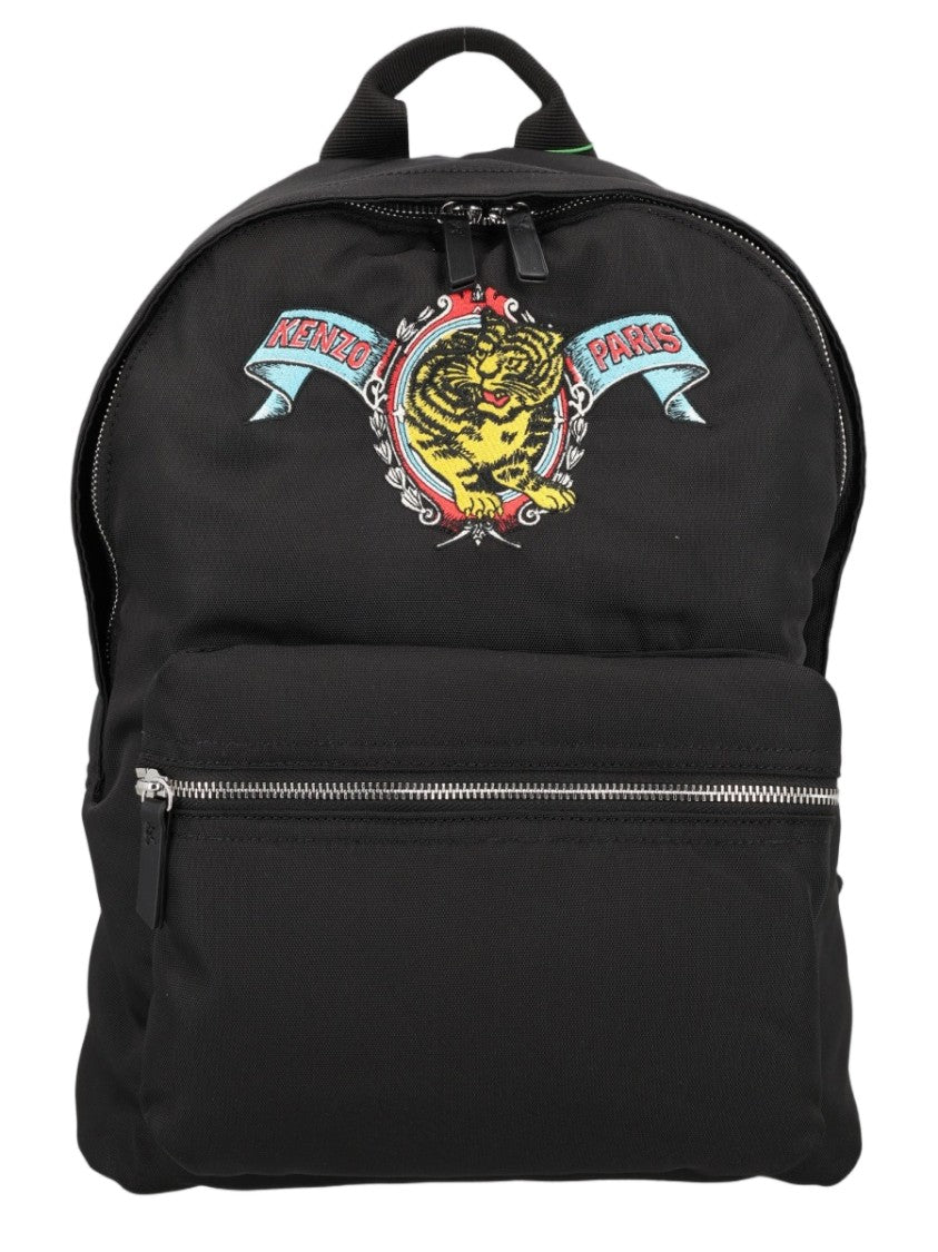 Kenzo Black Polyester Tiger Emblem Backpack