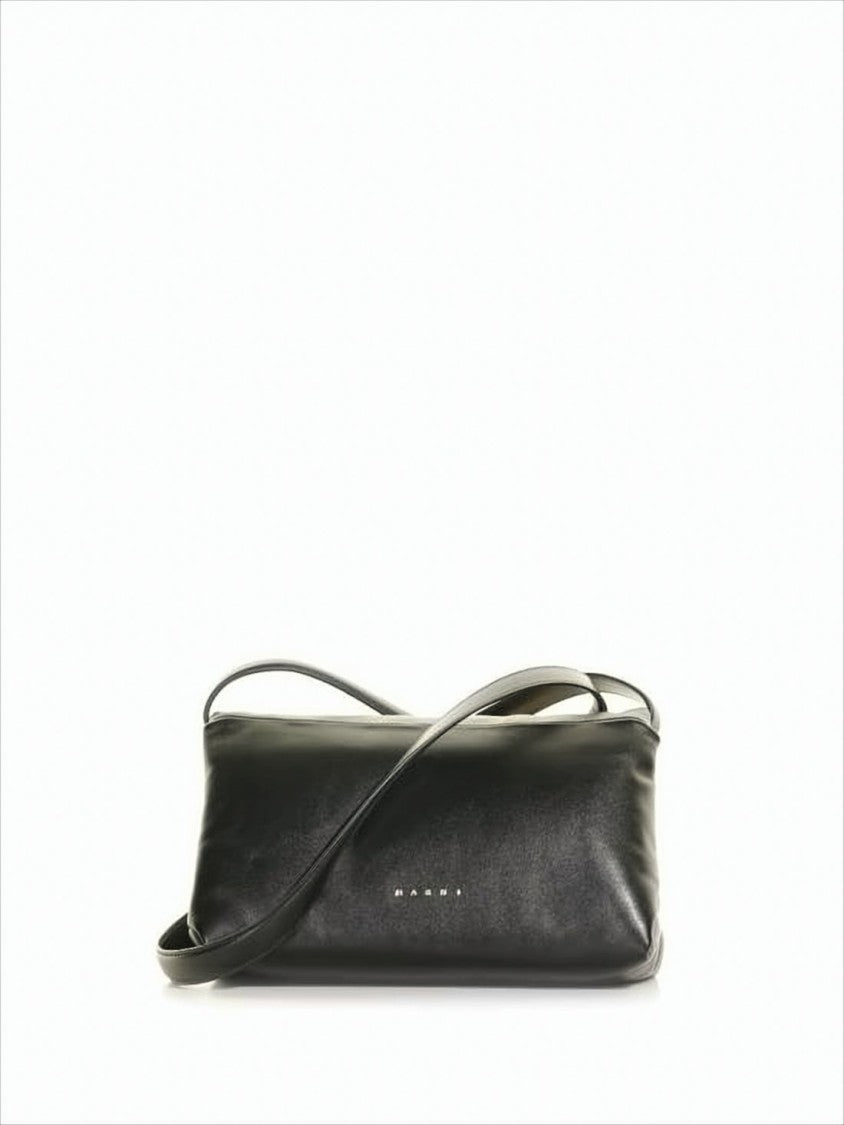 Marni Rectangular Smooth Leather Shoulder Bag With Design