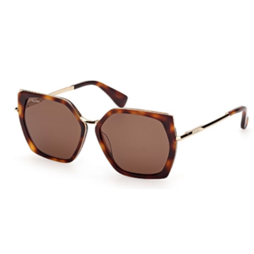 Max Mara Mm0136 Bold Tortoiseshell Geometric Frame Sunglasses