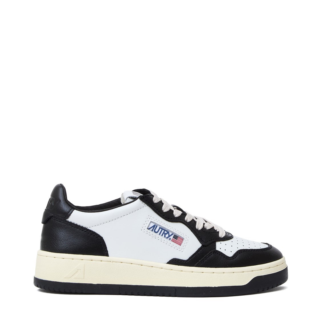 Autry White Black Medalist Low Leather Sneakers
