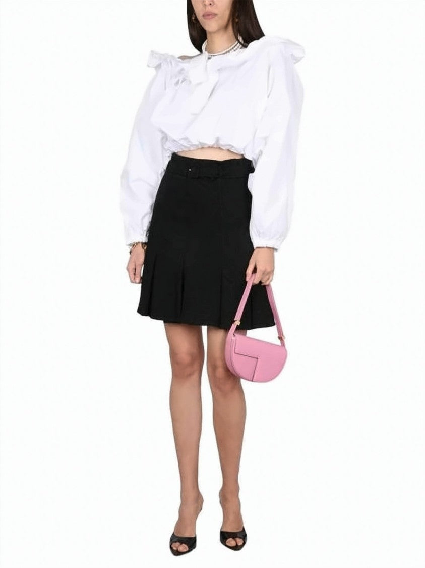 Patou Flared Mini Skirt With Pleated Design