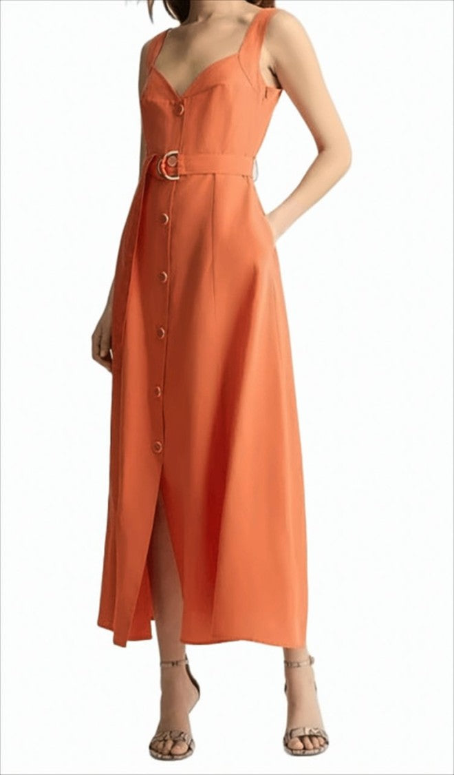 Liu Jo Terracotta Maxi Dress With Square Neckline
