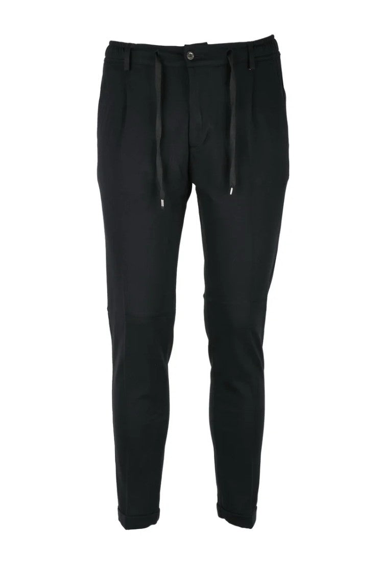 Anto Napoli Black Cotton Viscose Stretch Trousers