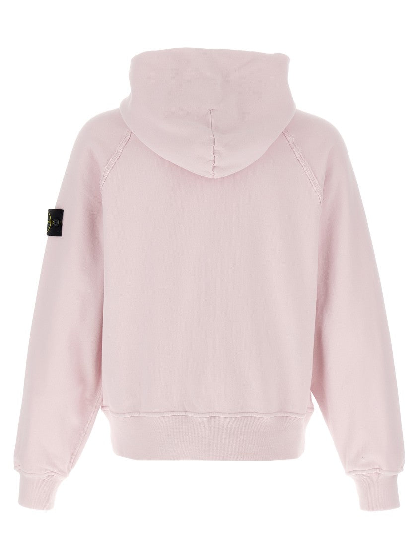 Stone Island Oversized Fleece Hoodie With Logo Badge And Drawstring Hood