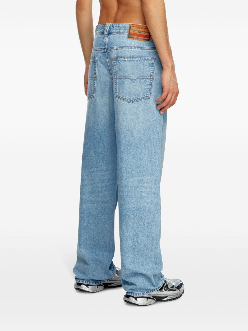 Diesel Light Blue Whiskering Cotton Jeans