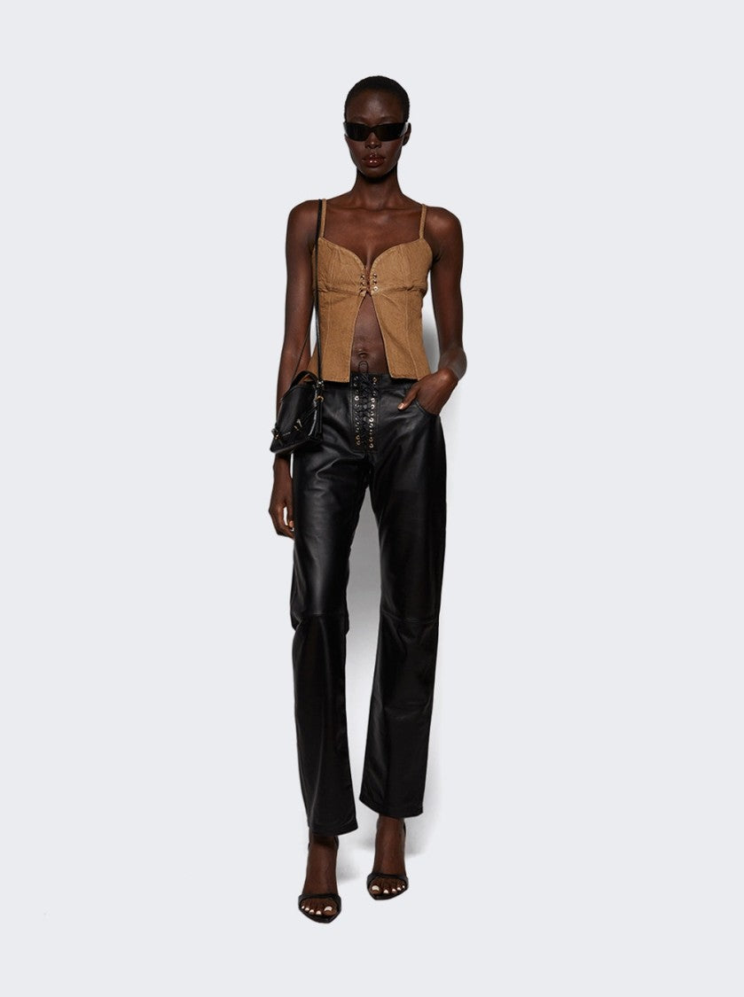 Amina Muaddi Agnese Sandal Black Nappa Leather