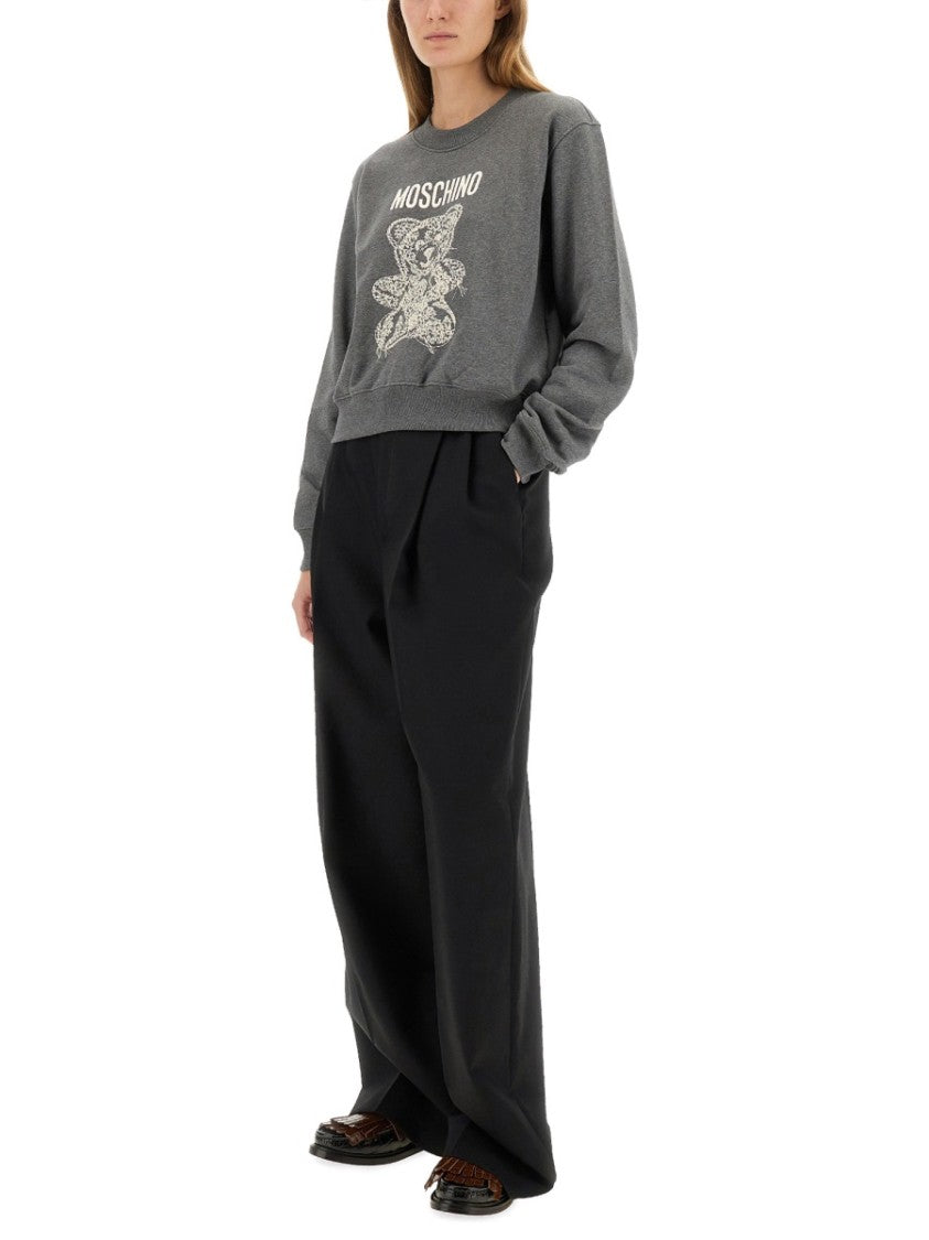 Moschino Cropped Teddy Sweatshirt With Textured Graphic