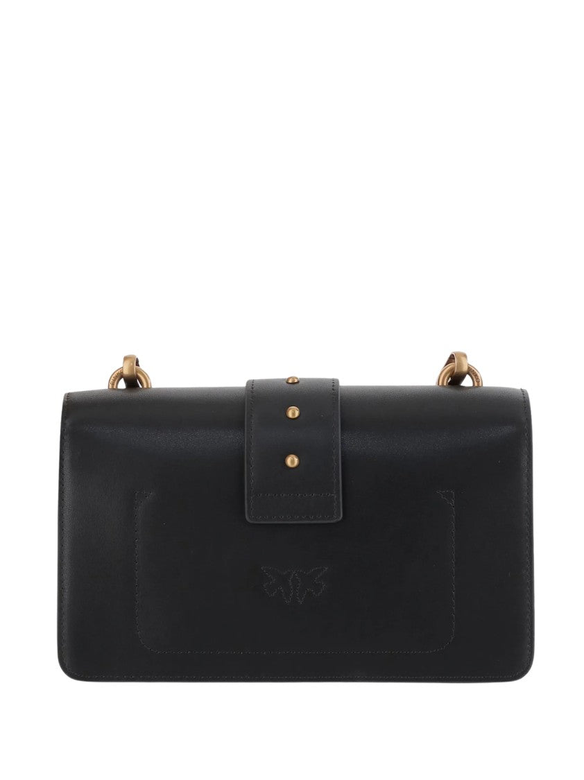 Pinko Black Smooth Gold Studded Handbag