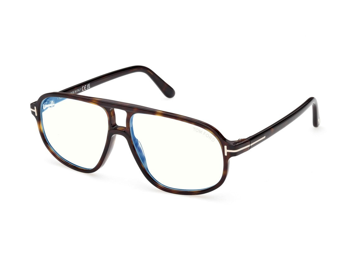 Tom Ford Ft6082-B Tortoiseshell Metallic Accent Aviator Eyeglasses
