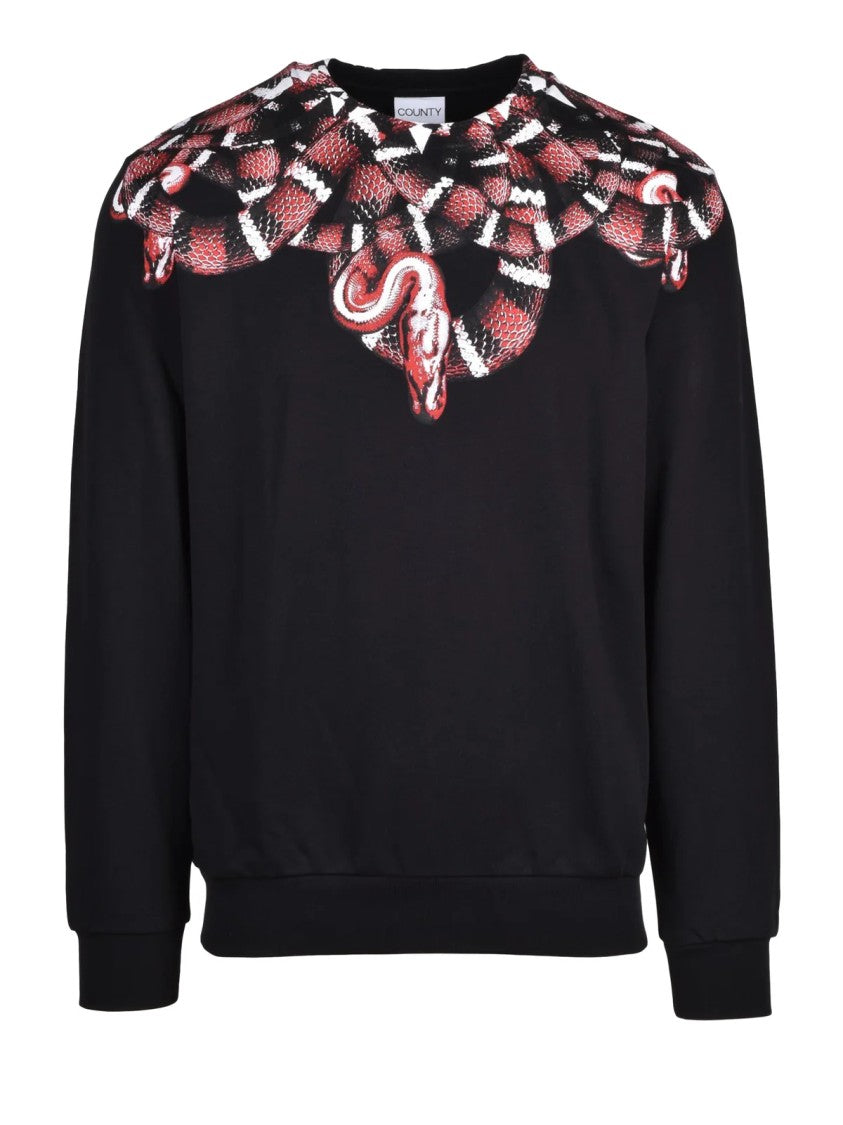 County Of Milan Black/Red Cotton Crewneck Sweatshirt