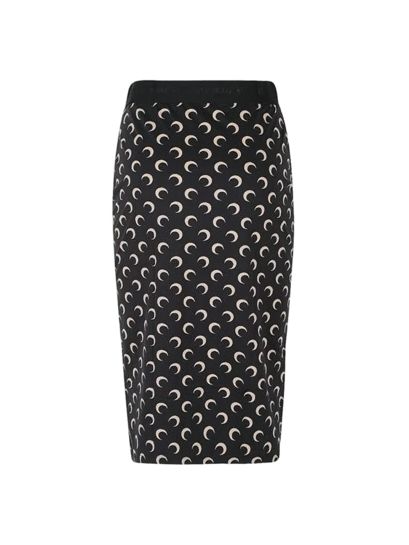 Marine Serre Fitted Midi Skirt With Crescent Moon Pattern