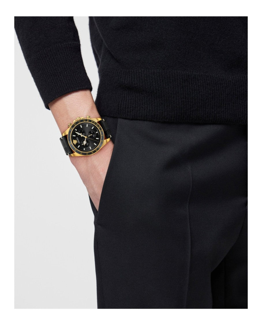 Versace Greca Chrono Wave Leather Watch