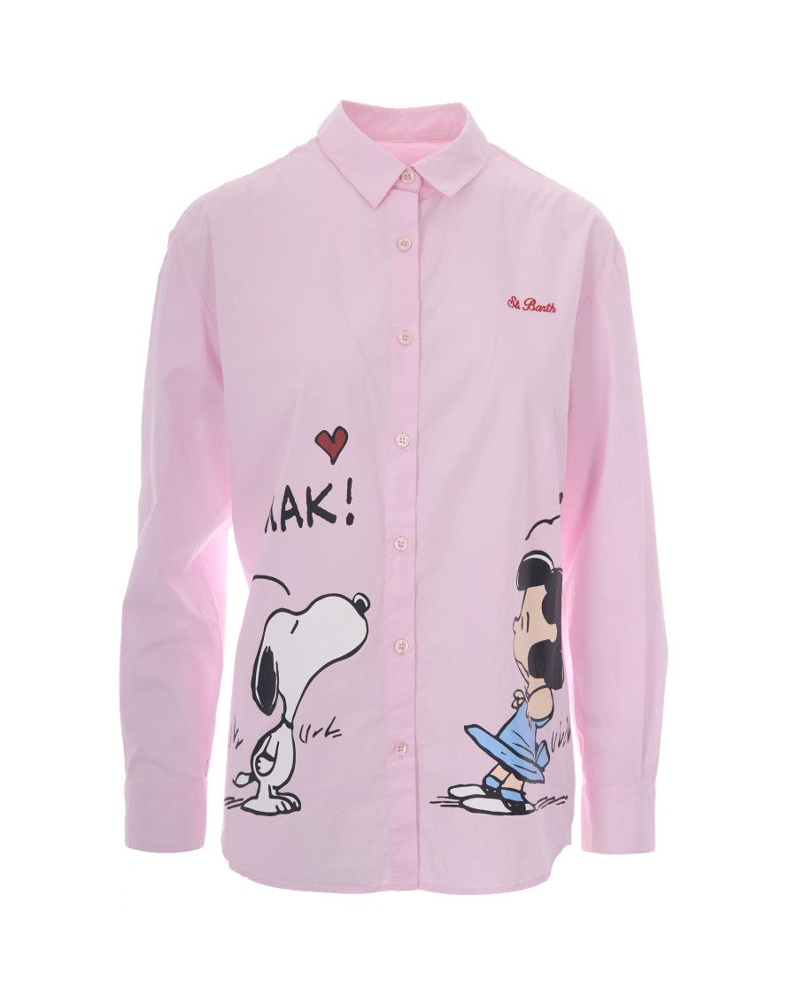 Mc2 Saint Barth Mini Brigitte Shirt With Snoopy Print And Embroidered Detail