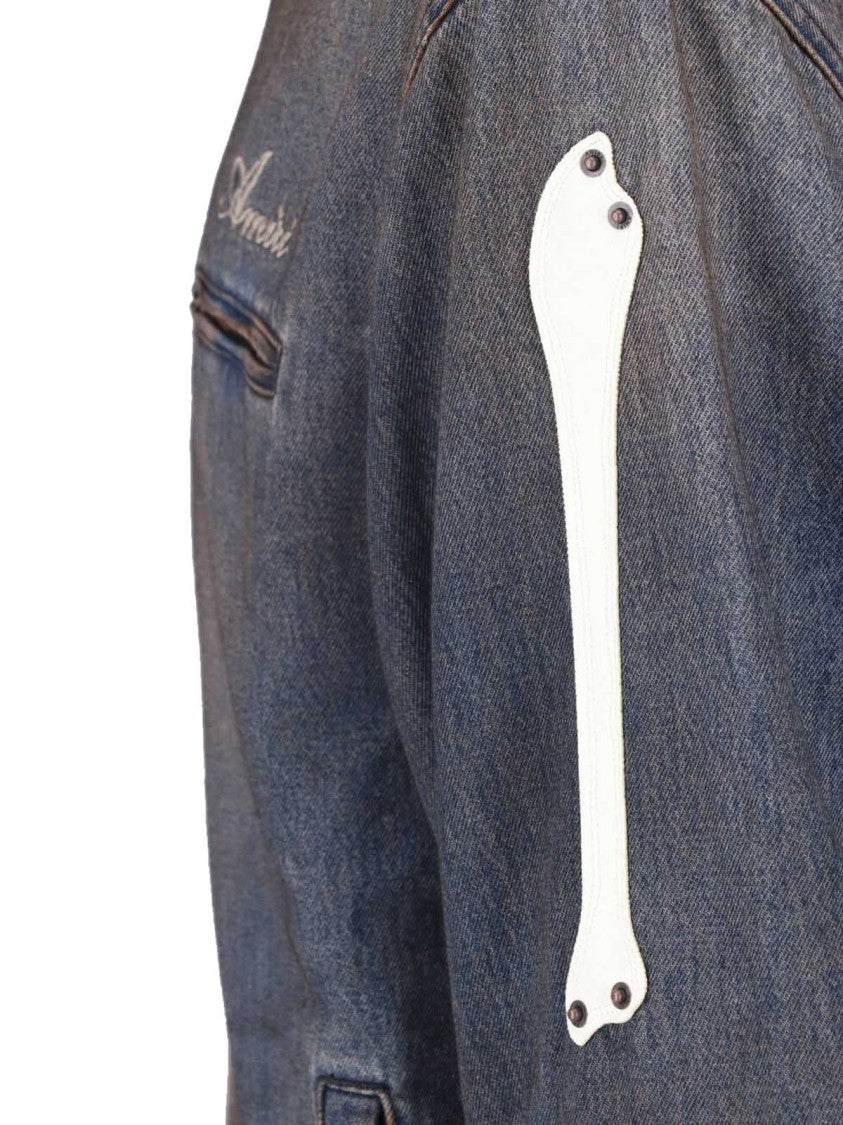 Amiri Gray Cotton Bones Denim Jacket