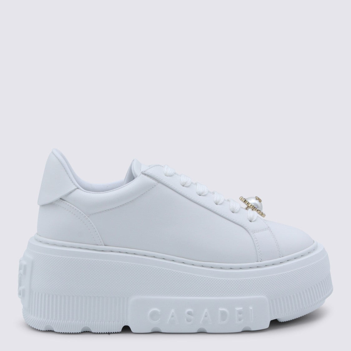 Casadei Minimalist White Sneakers With Smooth Upper