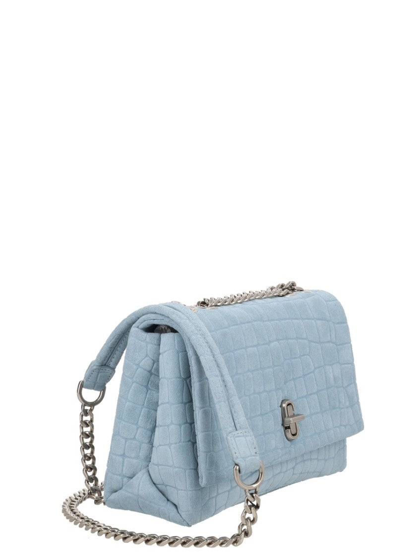 Marc Jacobs Blue Crocodile Pattern Calf Leather Shoulder Bag