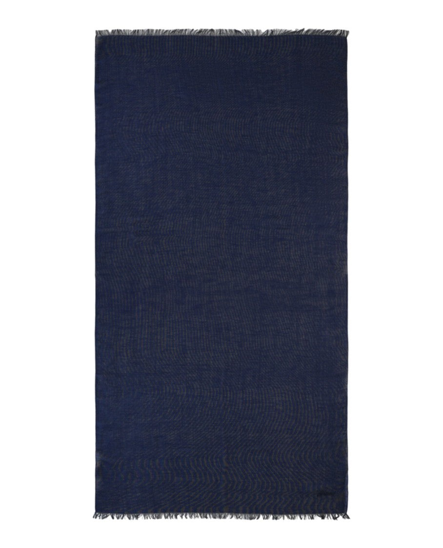 Brioni Silk Blend Scarf With Fringe Trim And Embroidered Detail